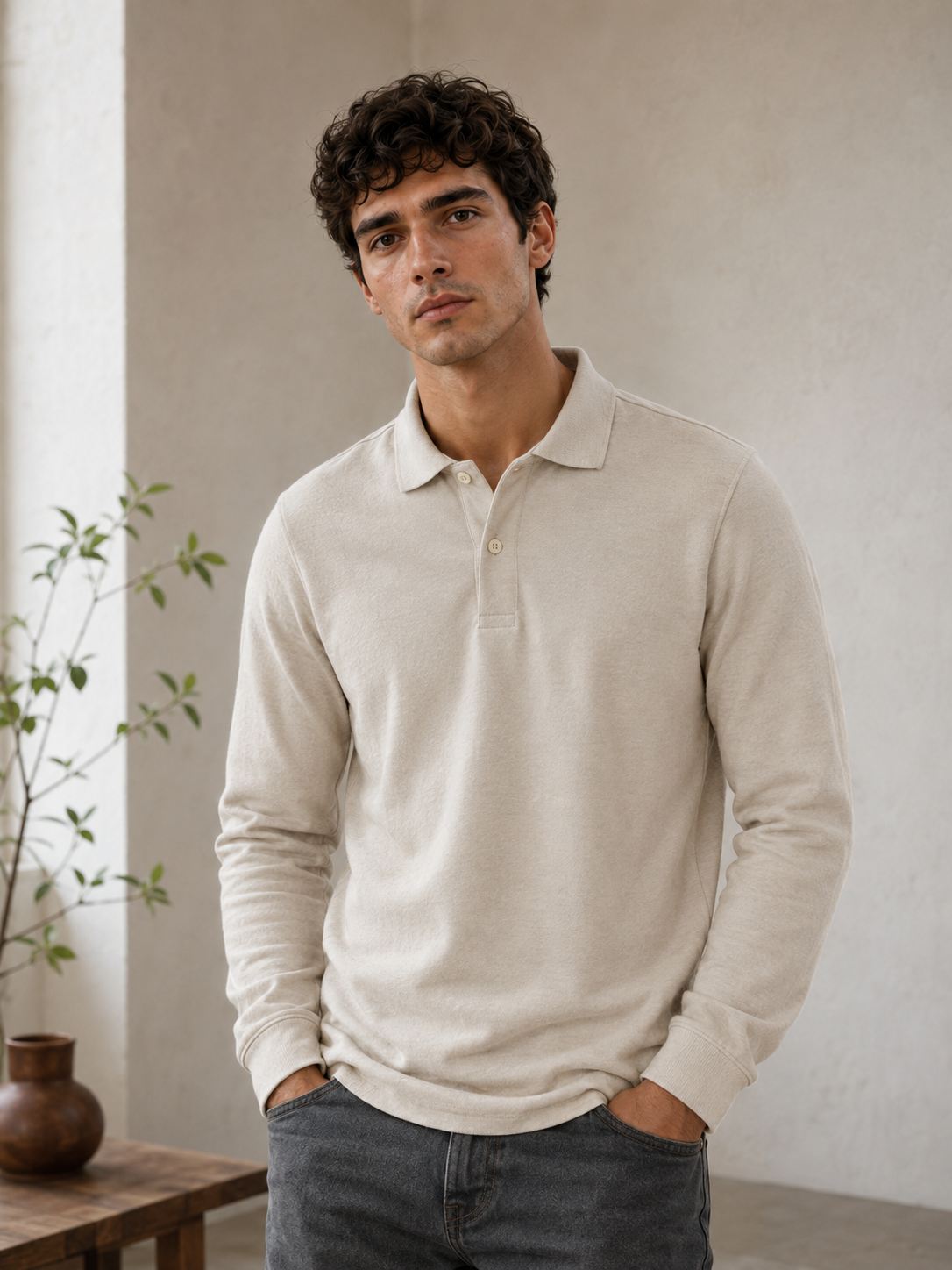Long-sleeve polo shirt