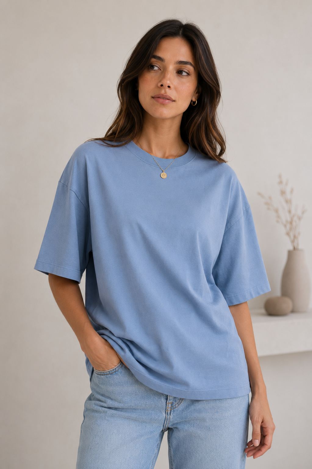 Womenswear loungewear look — oversized tee and relaxed bottoms